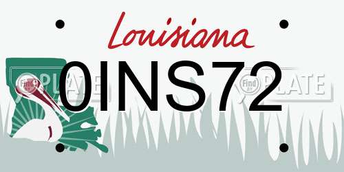 0INS72 Louisiana License Plate
