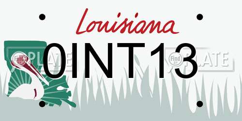 0INT13 Louisiana License Plate