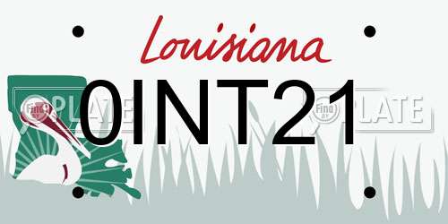 0INT21 Louisiana License Plate