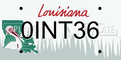 0INT36 Louisiana License Plate