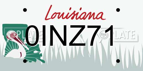 0INZ71 Louisiana License Plate