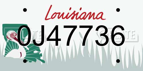 0J47736 Louisiana License Plate