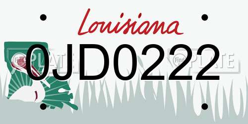 0JD0222 Louisiana License Plate