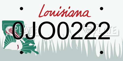 0JO0222 Louisiana License Plate
