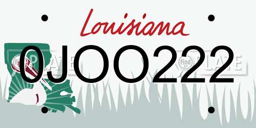 0JOO222 Louisiana License Plate