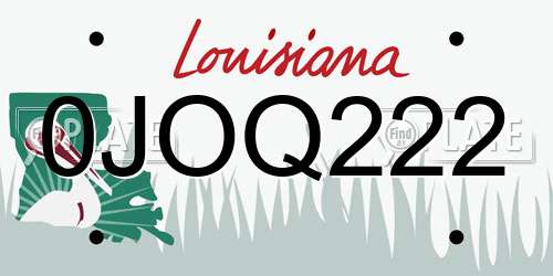 0JOQ222 Louisiana License Plate