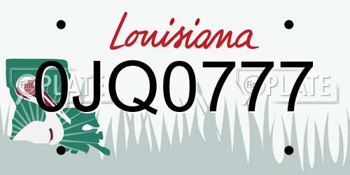 0JQ0777 Louisiana License Plate