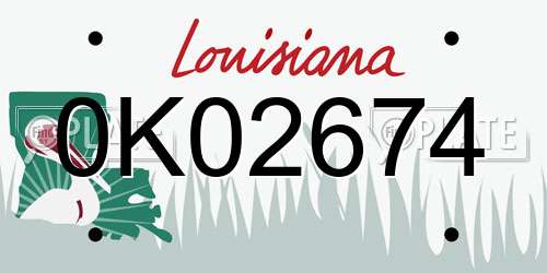 0K02674 Louisiana License Plate