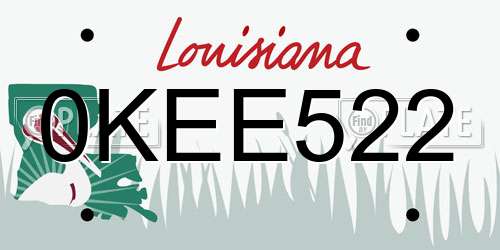 0KEE522 Louisiana License Plate