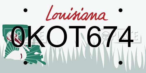 0KOT674 Louisiana License Plate