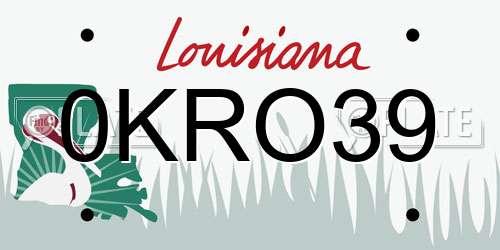 0KRO39 Louisiana License Plate
