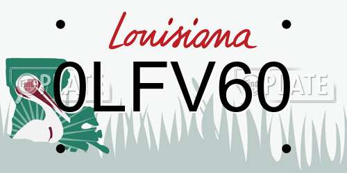 0LFV60 Louisiana License Plate
