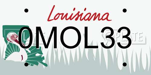 0MOL33 Louisiana License Plate