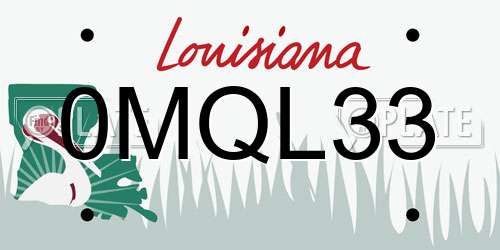0MQL33 Louisiana License Plate