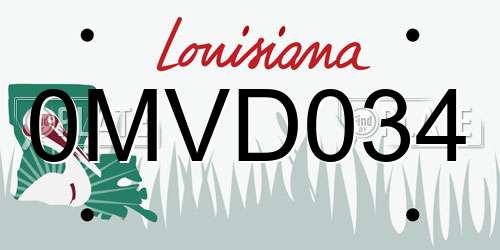 0MVD034 Louisiana License Plate