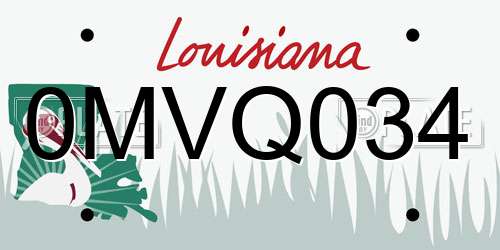 0MVQ034 Louisiana License Plate
