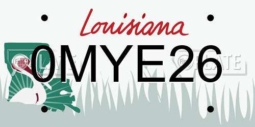 0MYE26 Louisiana License Plate