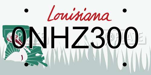 0NHZ300 Louisiana License Plate