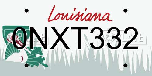 0NXT332 Louisiana License Plate
