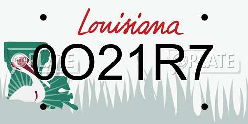 0O21R7 Louisiana License Plate