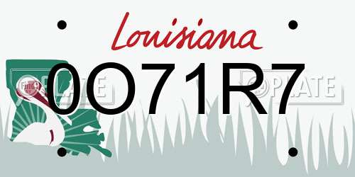 0O71R7 Louisiana License Plate
