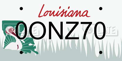 0ONZ70 Louisiana License Plate