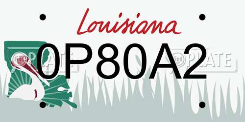 0P80A2 Louisiana License Plate