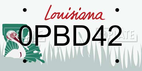 0PBD42 Louisiana License Plate