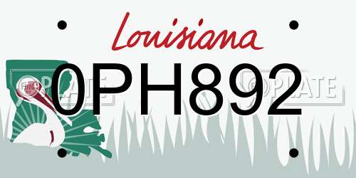 0PH892 Louisiana License Plate