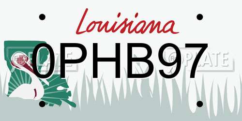 0PHB97 Louisiana License Plate