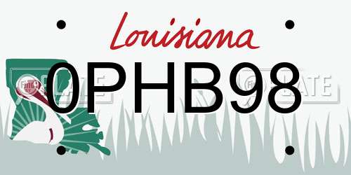0PHB98 Louisiana License Plate