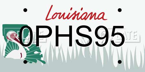 0PHS95 Louisiana License Plate