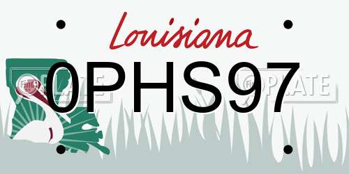 0PHS97 Louisiana License Plate