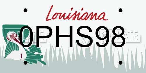 0PHS98 Louisiana License Plate