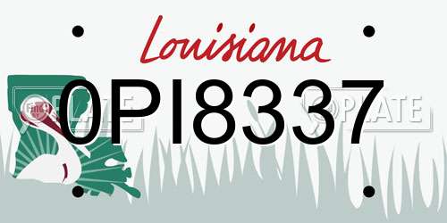 0PI8337 Louisiana License Plate