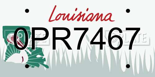 0PR7467 Louisiana License Plate