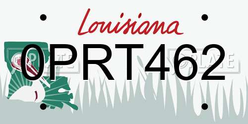 0PRT462 Louisiana License Plate