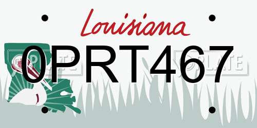 0PRT467 Louisiana License Plate