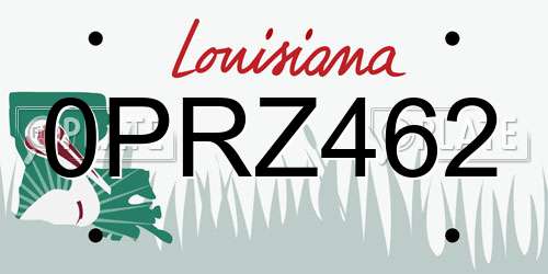 0PRZ462 Louisiana License Plate