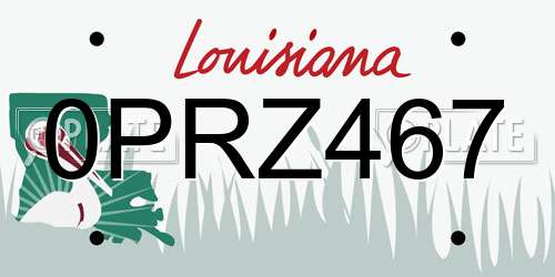 0PRZ467 Louisiana License Plate