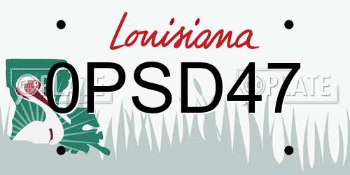 0PSD47 Louisiana License Plate