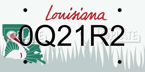 0Q21R2 Louisiana License Plate