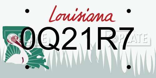 0Q21R7 Louisiana License Plate