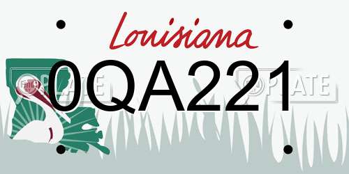 0QA221 Louisiana License Plate