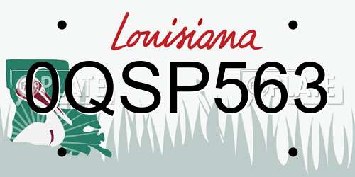0QSP563 Louisiana License Plate