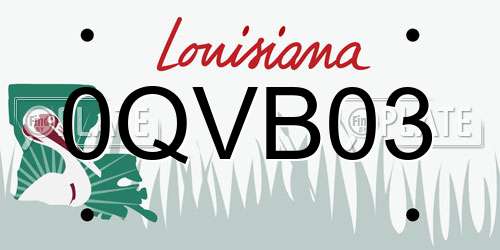 0QVB03 Louisiana License Plate
