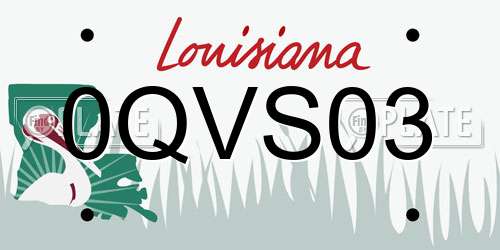 0QVS03 Louisiana License Plate
