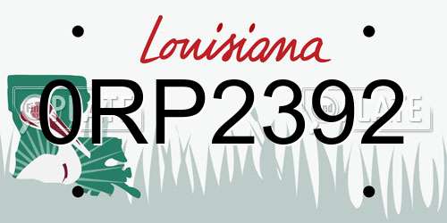 0RP2392 Louisiana License Plate