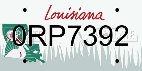 0RP7392 Louisiana License Plate