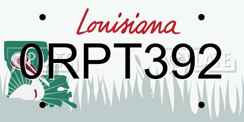 0RPT392 Louisiana License Plate